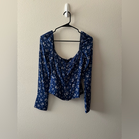 Reformation nell top blouse in maison blue and white floral corset fit size 8 - Picture 3 of 8
